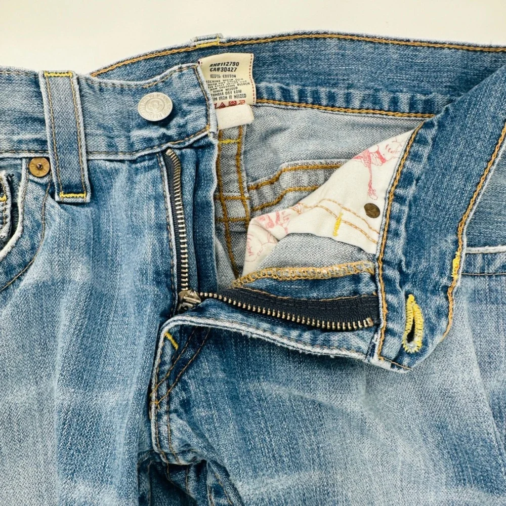 True Religion Billy Jeans Mens 32 Blue Distressed Bootcut Y2K Made in USA